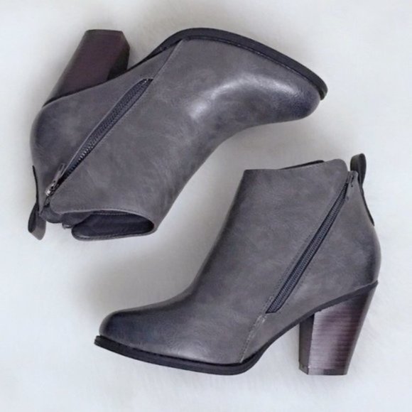 Booties Distressed Gray Double Side Zipper Ankle Booties - Picture 6 of 9